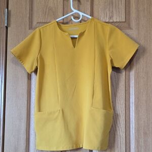 Mandala Mustard Yellow Women's XS Scrub Top